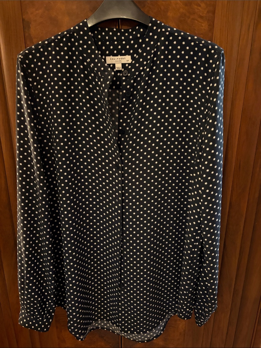 Equipment Navy Silk Star-Print Blouse
